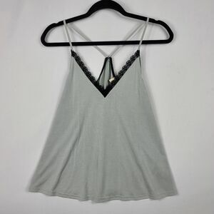 Caution To The Wind   Gray Cami With Black Trim   V-Neck Racer Back  Sz M